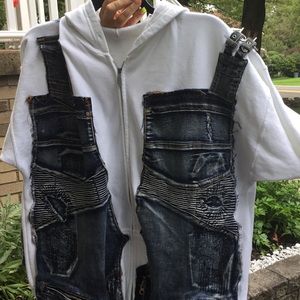 White Moto Denim/Hoodie Hybrid